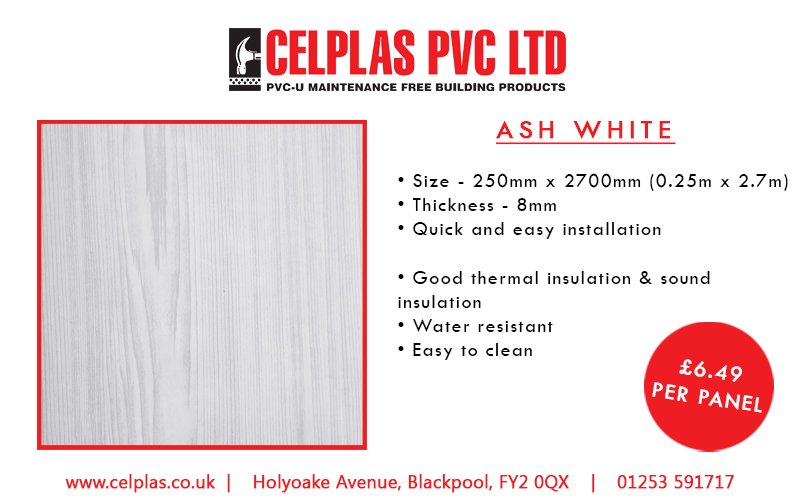 Celplas_PVC's tweet image. Give your home a cool, modern look while adding some texture with our White Ash cladding, featuring a faint woodgrain effect and a glossy finish. We recommend matching them with our C-Line Silver Ash ceiling panel.

🔗 celplas.co.uk

#Bathroom #Home #Decor