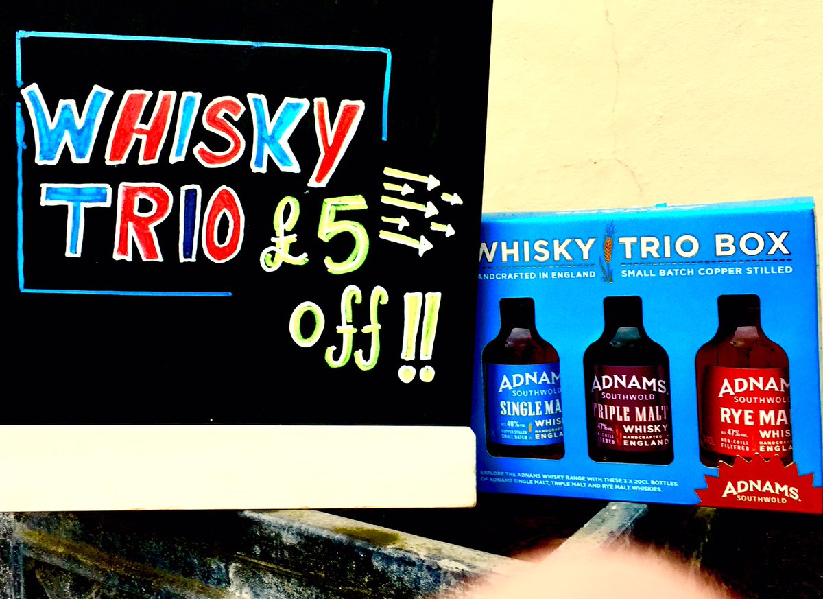 Looking for that last minuteFathers day gift? Don’t forget that we have this little gem on offer at £34.99 🥃 that’s £5 off until Sunday 16th June 🥃🥃🥃🥳

#whisky #june #father #fathersday #trio #gift #fathersdaygift #seasonal #offer #adnams #holt #adnamsholt #northnorfolk