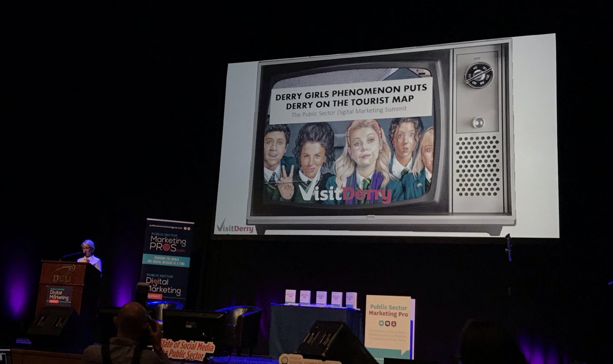 aineoconnell_'s tweet photo. Really interesting (and fun!) presentation from @VisitDerryNews on how they harnessed the power of #DerryGirls to attract tourists to the city 👩👩🏻👩‍🦳👩🏻👦🏻 #publicsectorDMS https://t.co/6d2H9qHX8g