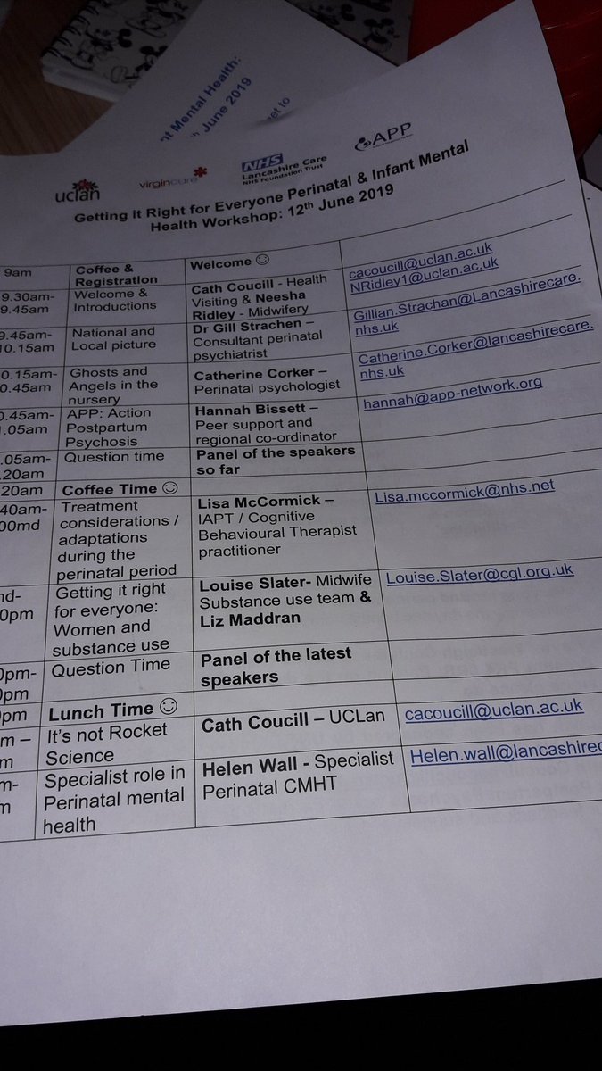 HoldenJocelyne's tweet photo. Amazing day with fantastic speakers! Inspiring to hear all the developments in a year since the last perinatal & infant mental health workshop at UCLAN- lots more service developments to come @
#pmhgettingitright https://t.co/ZmoKXHu4q8