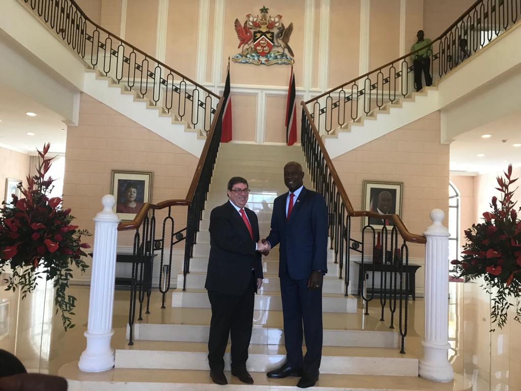 BrunoRguezP's tweet photo. I was received by Dr. the Honorable Keith Christopher Rowley, Prime Minister of Trinidad and Tobago. We ratified our common will to continue strengthening our fraternal, economic, commercial and cooperative relations. | #Cuba https://t.co/S2ZF12skHd