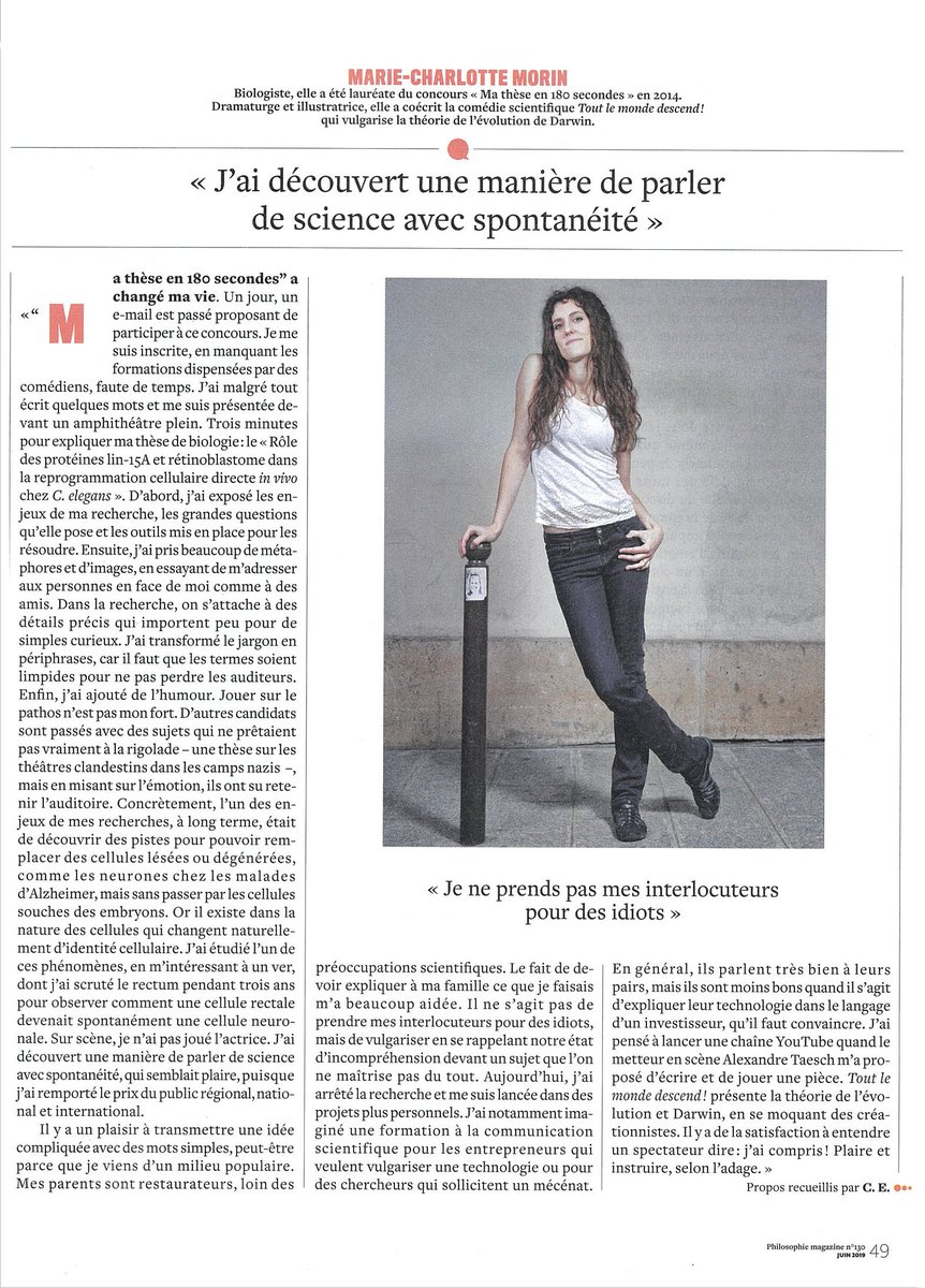 Mariechamorin1's tweet photo. Merci à Philosophie Magazine pour ce coup de projecteur 😚 @philomag #scicomm https://t.co/jiyhjFvz7s