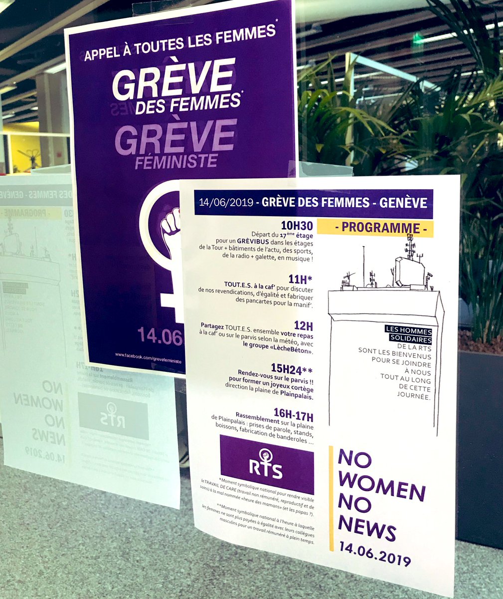 „No woman, no news.“ 
Streikaufruf der Westschweizer Journalistinnen <a href="/RadioTeleSuisse/">RTS</a> 
#Frauenstreik19 #Grevedesfemmes 
Plus: Heute, 21:15 <a href="/RTSinfrarouge/">Infrarouge (compte archivé)</a>