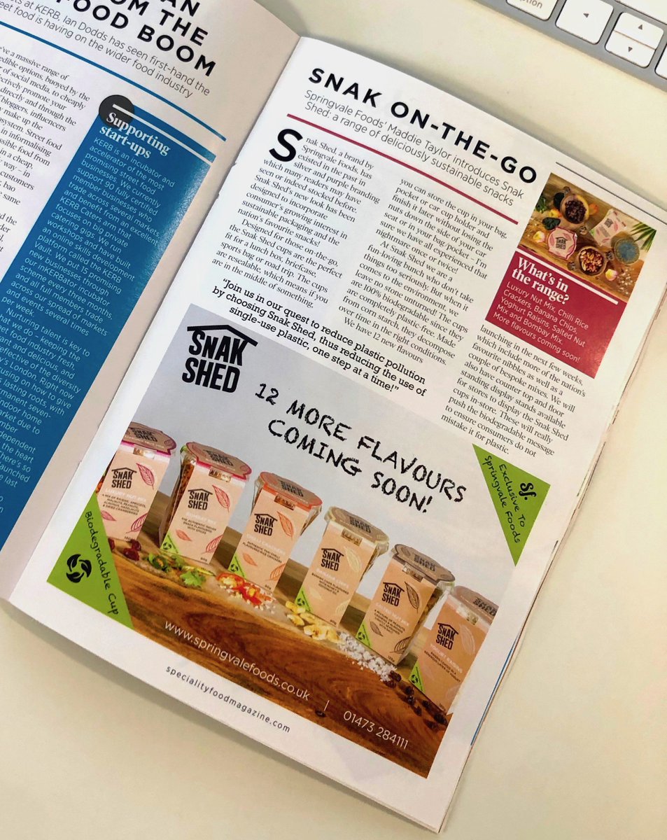 SnakShed's tweet photo. Check out the Snak Shed feature in the new 'Future Foods' Edition from the Speciality Foods Magazine where the Snak Shed range is introduced to the Speciality Foods market!💡🌱 #plasticfree #saveouroceans #futurefoods #snakshed #biodegradable #springvalefoods https://t.co/NoFBvvTz6d