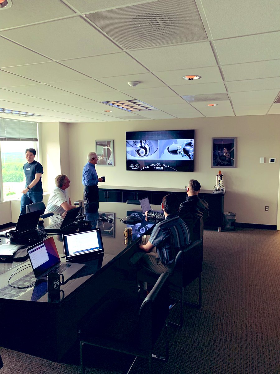HammersCo's tweet photo. The team watching the @SpaceX launch for the RADARSAT Constellation Mission. #RADARSAT #launchday #Falcon9 https://t.co/0bIOwkDubG