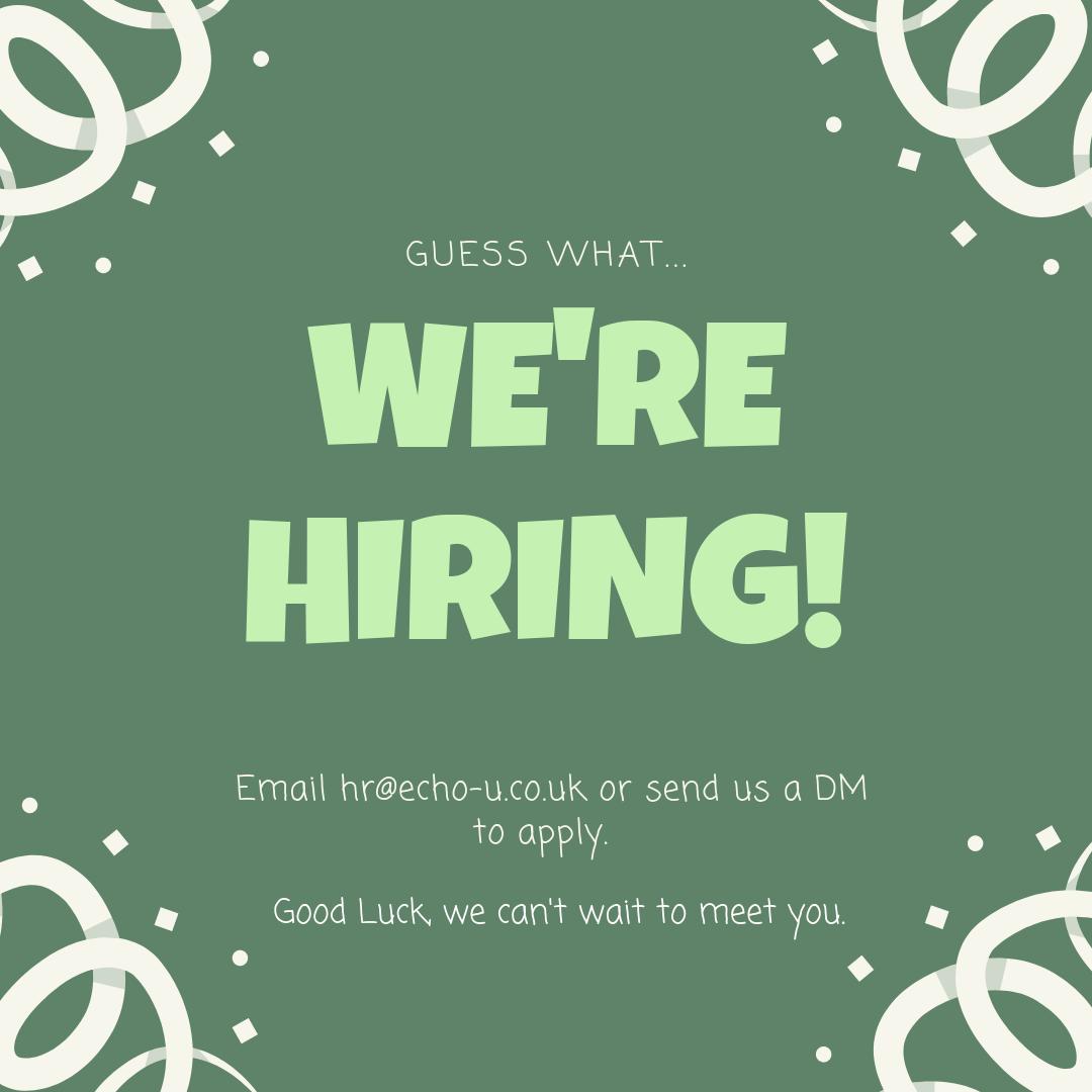 We're hiring!!! We are looking for people with excellent customer service skills and a can do attitude. If this sounds like you, we would love to hear from you! Email hr@echo-u.co.uk or apply online echo-u.co.uk/current-vacanc… #BournemouthJobs