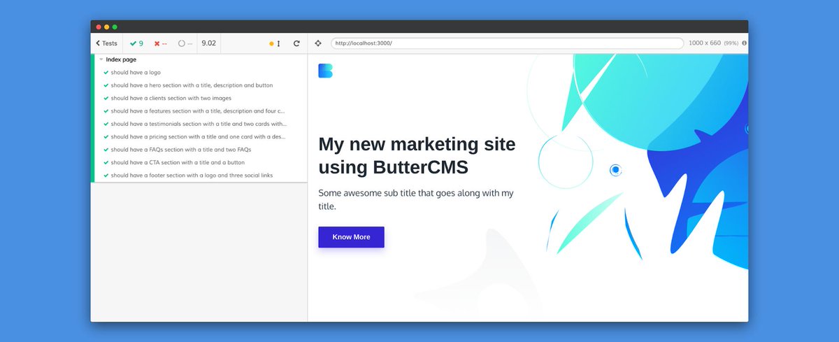 ButterCMS's tweet image. ICYMI: How to write End to End tests for apps built with Next.js using @Cypress_io
buff.ly/2ZcmEbE
#nextjs #Reactframework #React #Cypressio #javascript