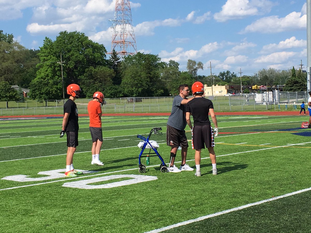 CoachCam_DChild's tweet image. You can’t keep a good man down. This man is a true WARRIOR! Coach P coaching up the safeties and the D at yesterday’s 7v7. We’ve missed your voice coach! #trueinspiration #WeAreBrotherRice #Piscotough