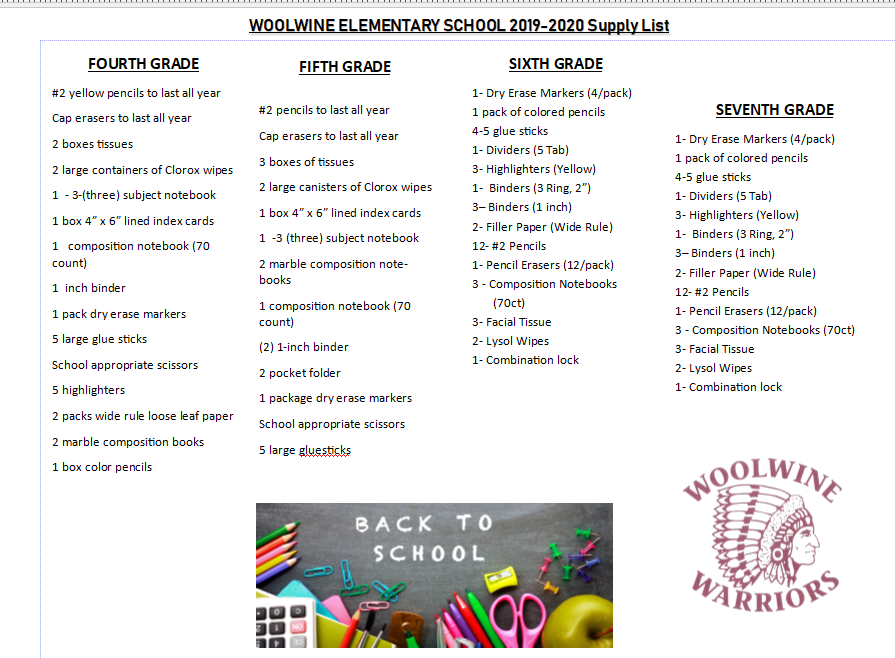 WW_Teach's tweet photo. Supply Lists for WES 2019-2020 https://t.co/mfUMDoPpmr