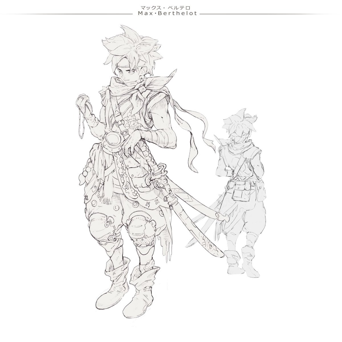 The lineart of Crono. 