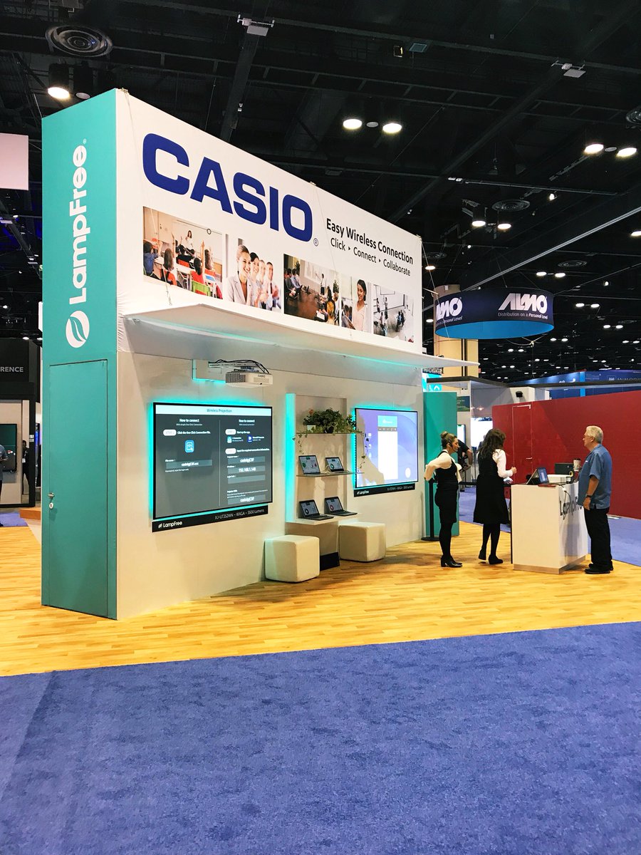 Casio_USA's tweet image. On the floor at @InfoComm 2019! Showcasing our LampFree technology here in Orlando this week. #infocomm #casiolampfree #projectortech #avtech