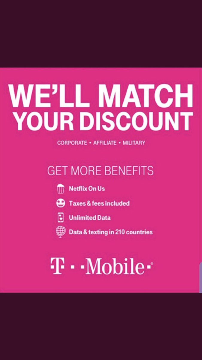 Matt Gardner (@mattgardner1961) on Twitter photo There’s no better time to join the Un-carrier...it’s time to “Bring Your Own Discount!” T-Mobile will now MATCH or even BEAT your current eligible wireless discount when you switch service. Visit my store in Summit Mall in Fairlawn to learn more! <a href="/L_Salazar18/">Layla Salazar</a> <a href="/Kraus__M/">Mike Kraus</a> There’s no better time to join the Un-carrier...it’s time to “Bring Your Own Discount!” T-Mobile will now MATCH or even BEAT your current eligible wireless discount when you switch service. Visit my store in Summit Mall in Fairlawn to learn more! <a href="/L_Salazar18/">Layla Salazar</a> <a href="/Kraus__M/">Mike Kraus</a>