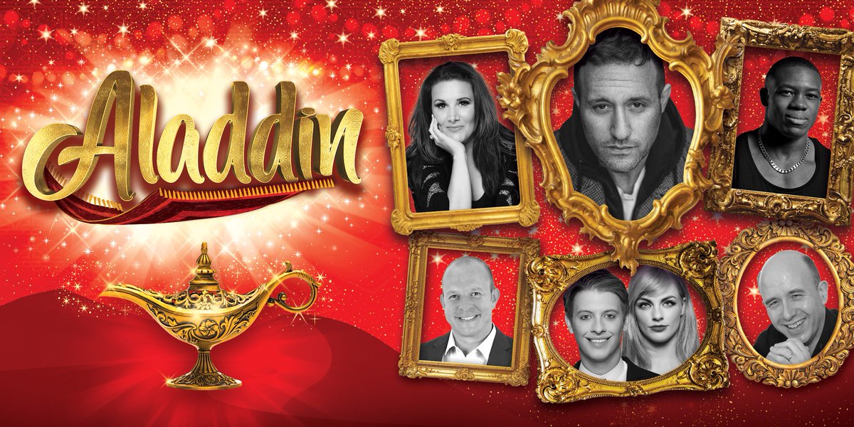 Aladdin cast Sam Bailey, Antony Costa, Nathan Connor, Paul Burling, Matthew Pomeroy, Natasha Lamb and Martin Ballard