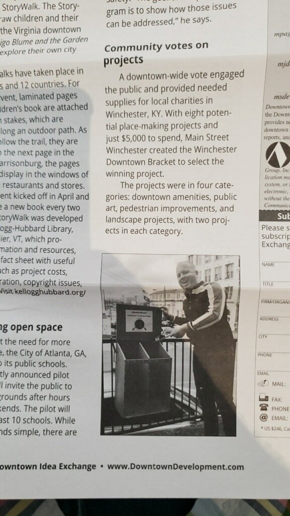 SandwickSays's tweet photo. Excited to see the Downtown Bracket Challenge featured in June's Downtown Idea Exchange! A how-to-guide will be developed this year for those who would like to try this out in their own communities @WinCityMain @CEDIKentucky https://t.co/1YrsOxA8Hy