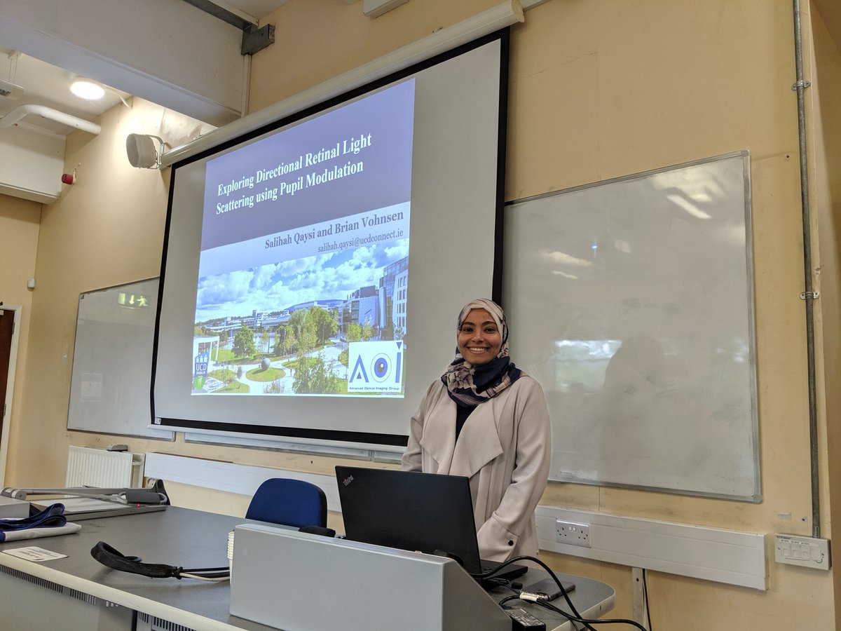 AOIgroupUCD's tweet photo. @SalihahQaysi talking about directional retinal light scattering!! @UCD_physics @UCDChapter #OSAChapter #optics https://t.co/6NAfLtg3B1