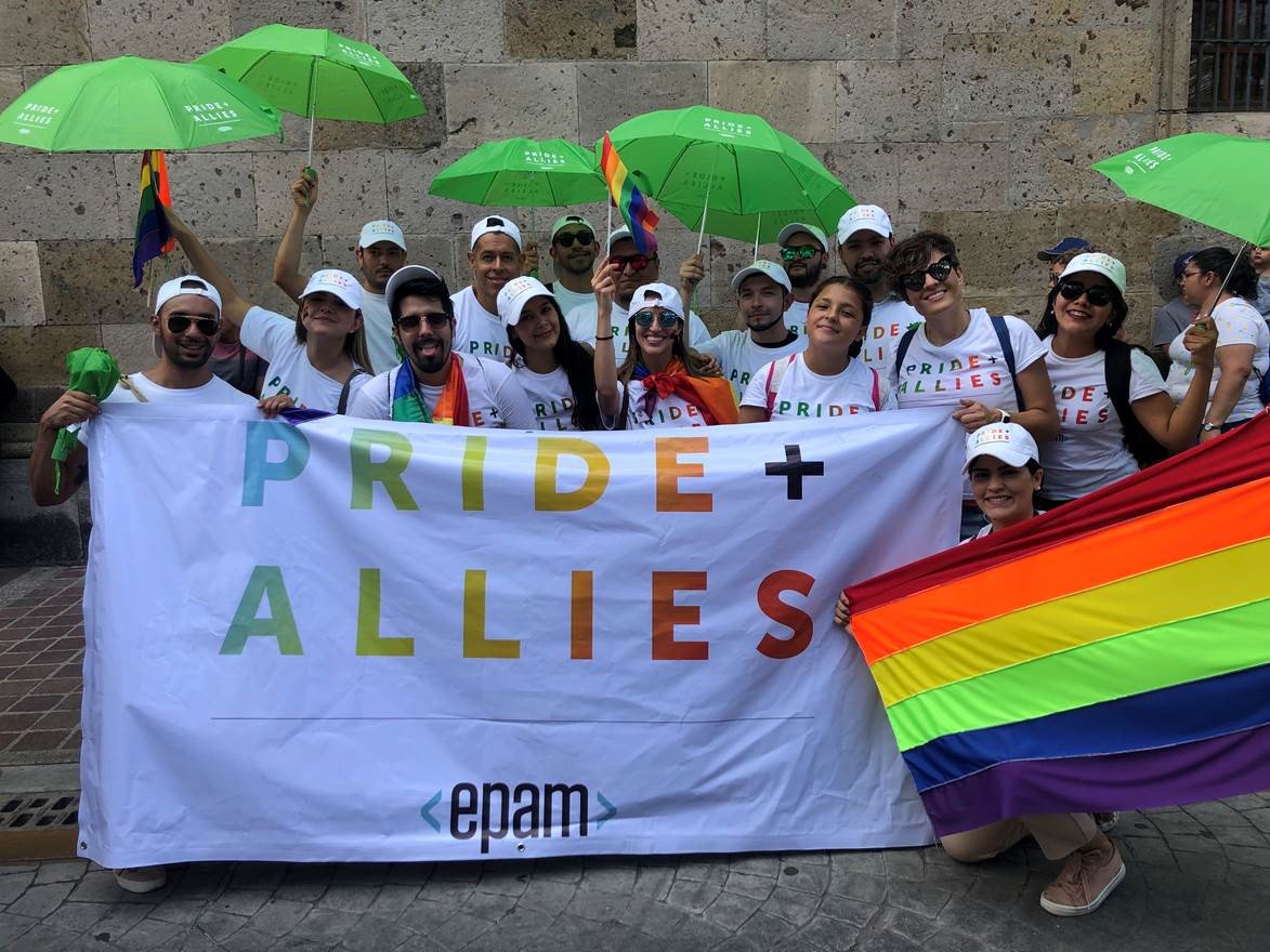 EPAMSystems's tweet photo. EPAM’s PRIDE + ALLIES group takes the streets in Guadalajara, Mexico by celebrating equality and inclusion for all! How will you show your #pride this month? #WorkAtEPAM #PrideMonth #WorldPride https://t.co/KFWx0dMLPq https://t.co/TUQe11EicN
