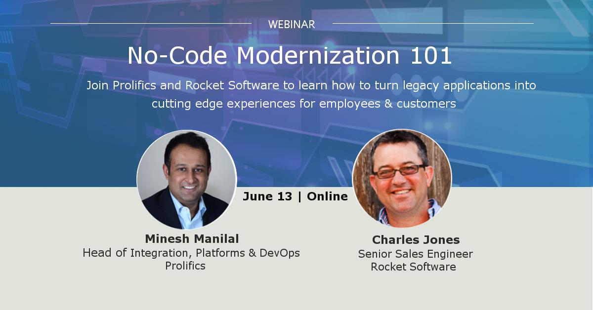 Prolifics's tweet image. Join us tomorrow for No-Code Modernization 101  ow.ly/yeYd30oGWwc #Prolifics #RocketSoftware