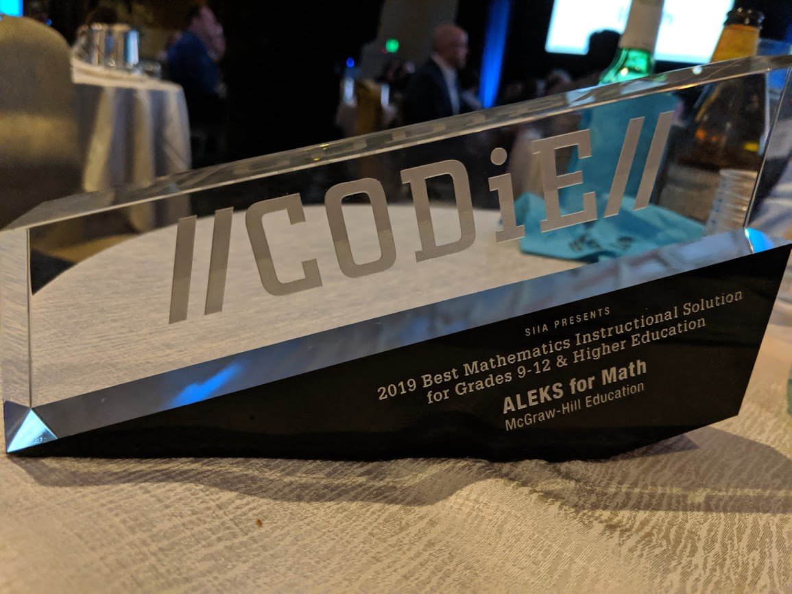 Congratulations Team #ALEKS! It was an honor being nominated for the <a href="/CODiEAwards/">CODiE Awards</a> but winning 3 is simply the cherry on top! Hard work pays off and we are so proud! 🎉 🙌 ❤️ 🔢 #highered #edtech #CODiE19