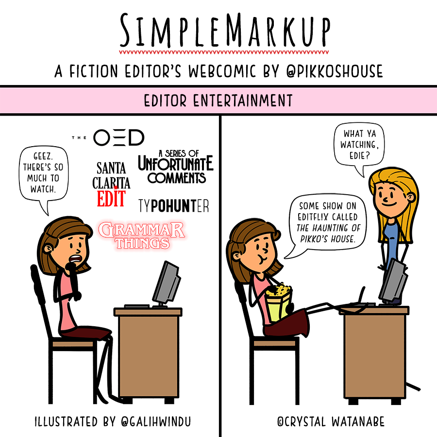 pikkoshouse's tweet photo. In this week's SimpleMarkup, Edie takes some time to relax and watch her favorite streaming service. #comics #lol #humor #amediting #editor #editors #editorslife #editflix
Blog post: https://t.co/K2DqMDVP77
Archive: https://t.co/MQYhhrB4Sd
Store: https://t.co/6SJjbmro5H https://t.co/rNGg1p3DeP