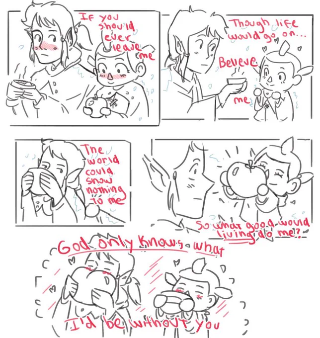 link and female villager going through a freezing adventure together 