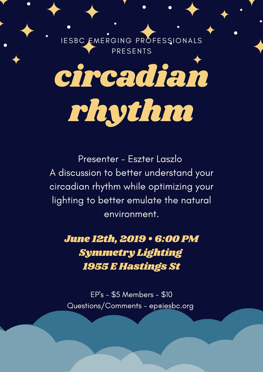 IES_vancouver's tweet photo. See you tonight at @SymmetryLight with presenter Eszter Laszlo of @Nano_Lit discussing our circadian rhythms &amp; lighting. 😴💡
#IESBCevents #vancouver #lightingdesign #IESBC #lighting #circadian https://t.co/rFIBwgvIBb