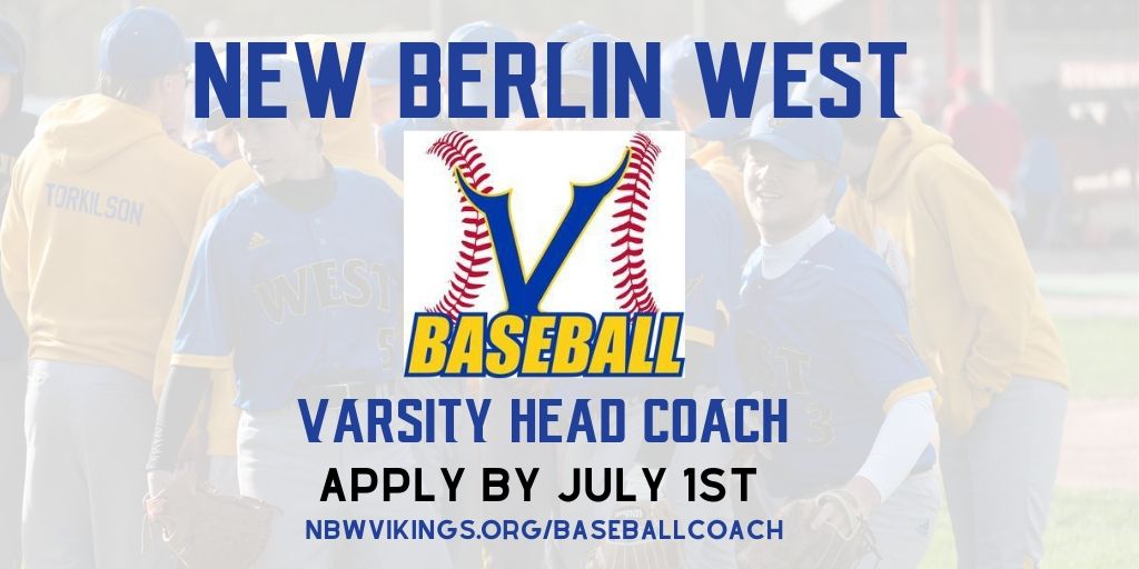 NBWAthletics's tweet photo. We're looking for a head baseball coach! Interested applicants should apply here: https://t.co/3VmedEcOj5 by July 1!  #GoVikes https://t.co/jYIscA3PqV