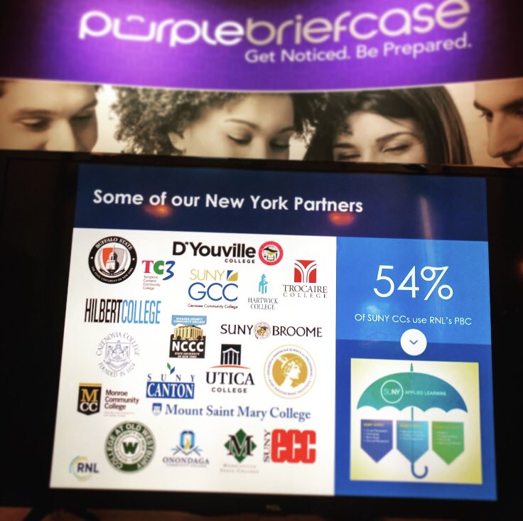 tdi_phd's tweet image. All set up at #SUNYCDO and ready to discuss @RuffaloNL @purplebriefcase &amp;amp; our new Enhanced Graduate Outcome Metrics.  #careerdevelopment #careerservices #ROI