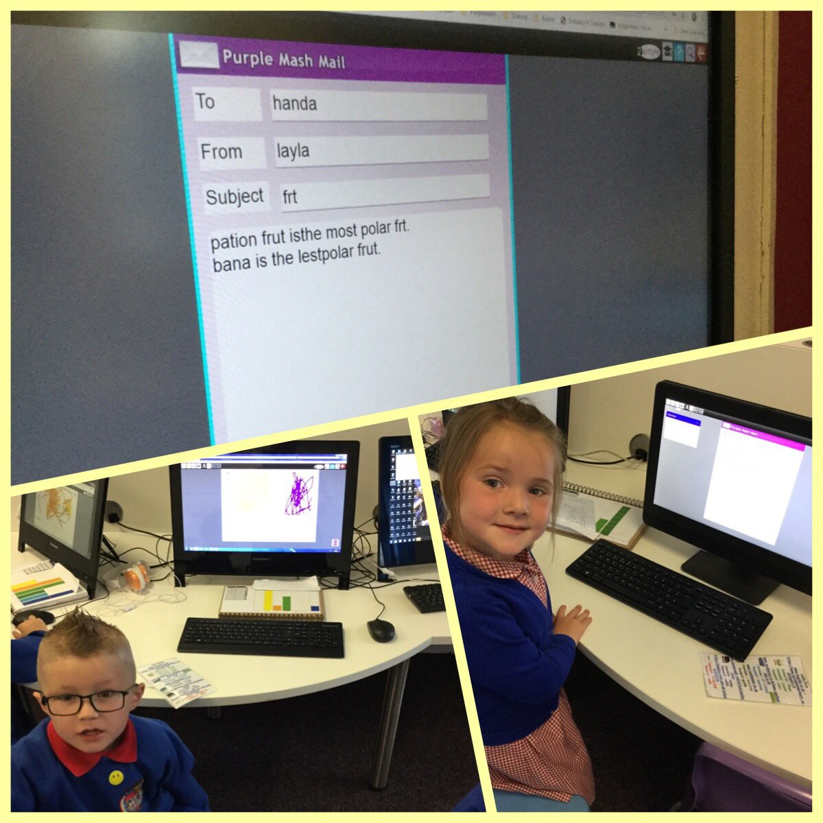 PPS_Draig's tweet image. Today we received an email from Handa asking us if we could let her know the most &amp;amp; least popular fruits. We recorded messages using sound buttons &amp;amp; even typed some emails back! Ardderchog Nurs&amp;amp;Rec ☺️🌟🍊🍍🥑 @Phip_Primary #phipict #phiptopic