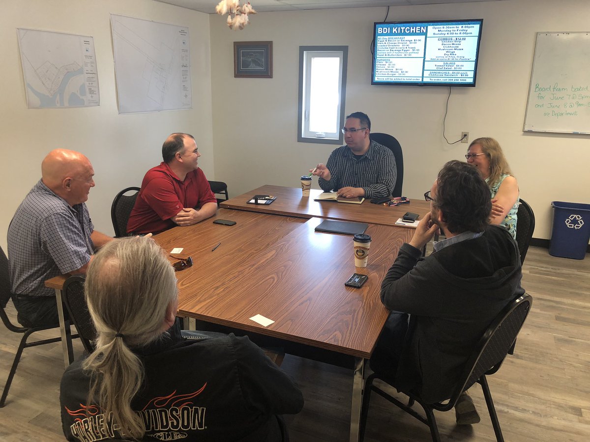 Visiting with Mayor Daigneault from Beauval with President Barnhart, VP <a href="/Mike_Strachan1/">Mike_Strachan</a>, Chair of New North and both CEO’s.  Great convo...forward thinking Mayor and sees great opportunity with regionalization!