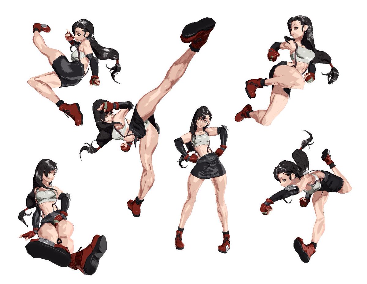 さくらもち ティファ ロックハートのファンアート完成しました ポリゴン数は 4992 テクスチャは全部含めて512x768 シェーダーはテスト中のトゥーンシェーディング ハッチング表現 マテリアルは金属 髪の毛とそれ以外の3つ使ってます リメイク楽しみ