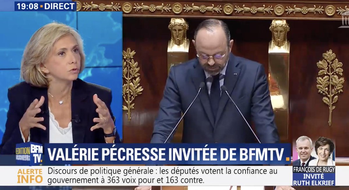 SoyonsLibres's tweet photo. 📺 @vpecresse : "Je suis pour cette baisse d'impôts mais là encore cette baisse est financée à crédit. Elle sera durable pour les Français que s'il y a une baisse de la dépense publique, ce qui n'est pas prévu aujourd'hui !" #19hruthelkrief https://t.co/rIhuA4mpkj
