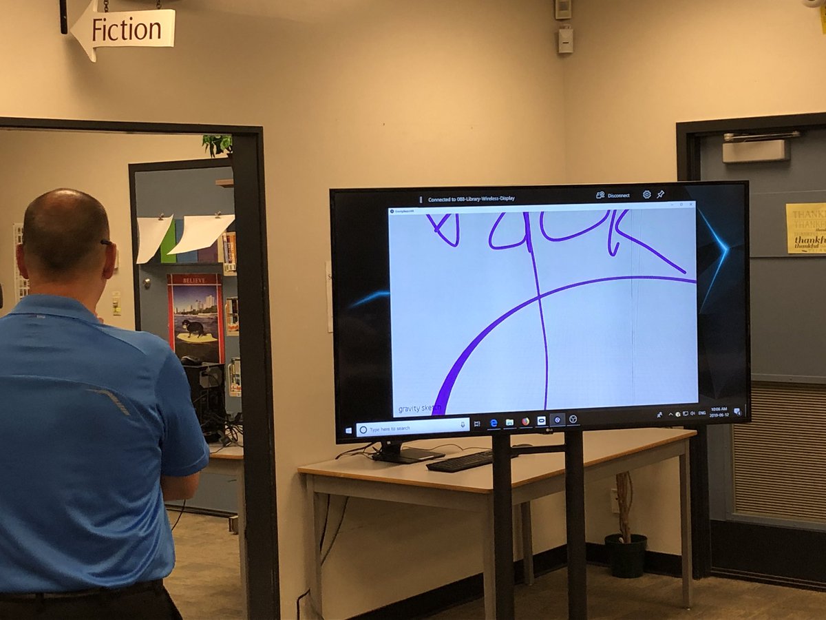 PMSSLibrary's tweet photo. VR is back in the #PMSS Library! Teachers and students playing with the potential of technology #Setbc https://t.co/WtXO33BPgF