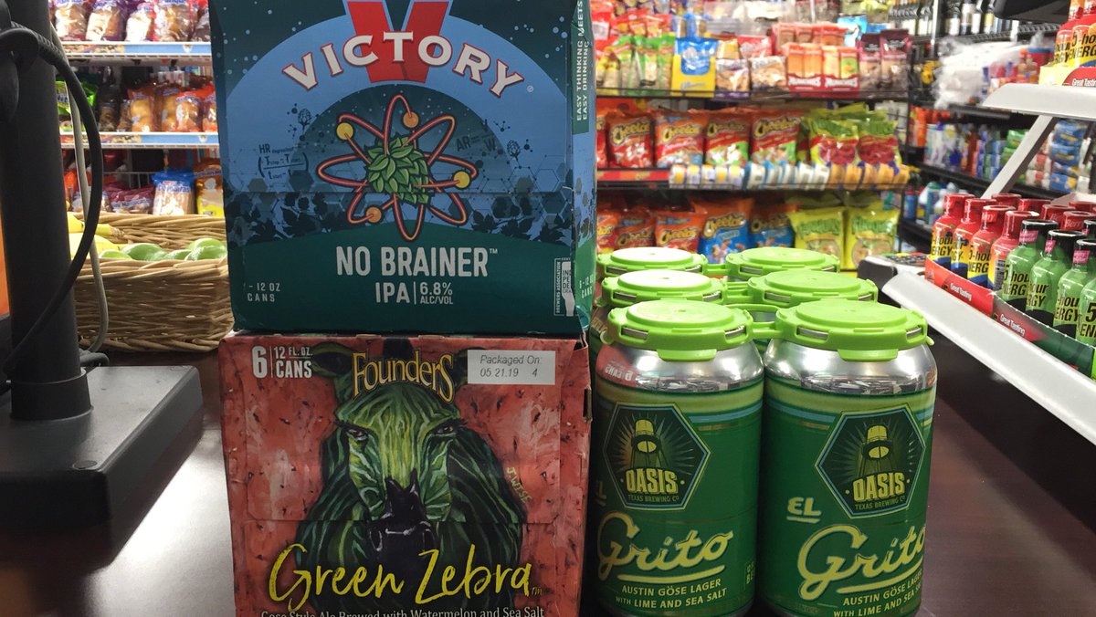 Just in 
No Brainer ipa <a href="/VictoryBeer/">Victory Brewing Co.</a> 
Green Zebra <a href="/foundersbrewing/">Founders Brewing Co.</a> 
Hell or high watermelon wheat beer <a href="/21ST/">Maynard Crawley Jr.</a>-AMENDMENT.com