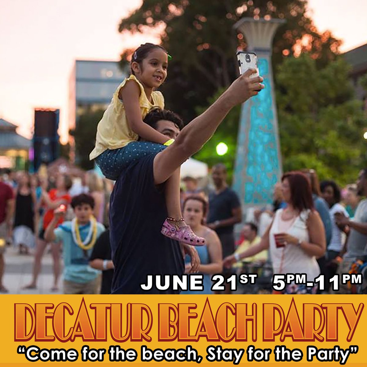 DecaturDBA's tweet image. Come and celebrate the kick-off of summer Decatur style at The Decatur Beach Party on Friday, June 21 from 5 - 11 pm in downtown Decatur. This is truly where the beach meets the street w/ a sandy “beach”, activities, DJ, live music, &amp;amp; more. Best of all, admission is now FREE.