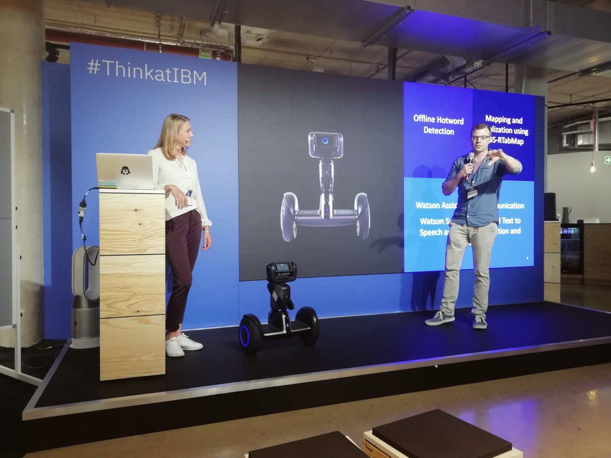 NicoAaronStudt's tweet photo. Nice to be part of this project! 
Interesting pitch of @KDressendoerfer &amp;&amp; @rottmann_nils about #MIRANA and @IBMWatson at the #ThinkatIBM. Well done! https://t.co/7xn2IyGyiK
