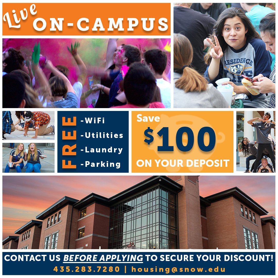 SnowResLife's tweet image. Attending #SnowCollege this Fall? Still need housing? Contact us BEFORE applying and mention our promo to be set up with 💲100 off your deposit! Offer ends July 1, 2019.

🙌Application Link in Bio🙌
.
.
.
.
.
.
.
#BeABadger #ResLife #StudentHousing #SnowCollege