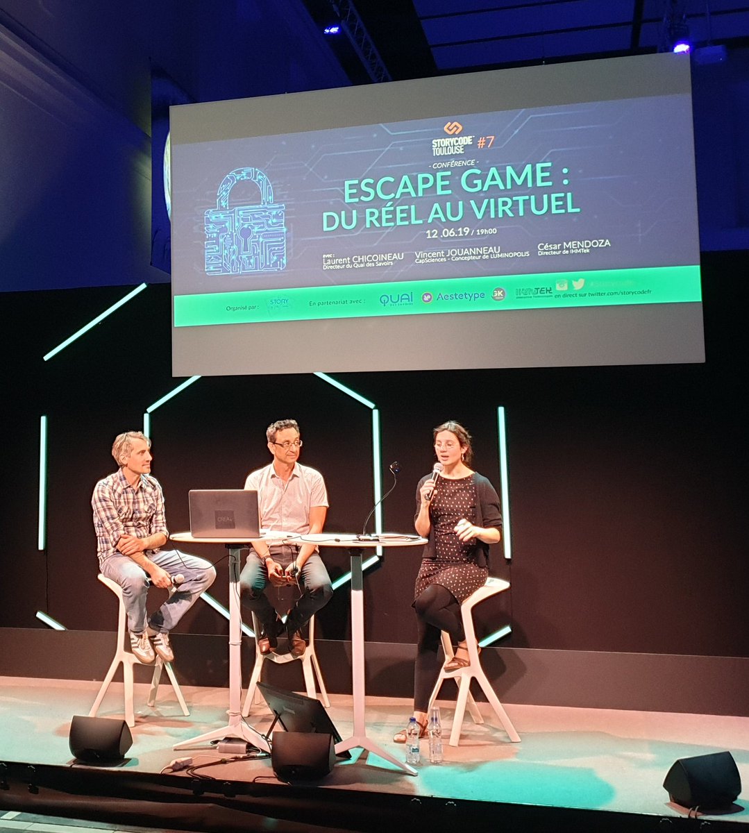 QuaiDesSavoirs's tweet image. C&apos;est parti pour le #storycode spécial #EscapeGame avec les @storygraphes !

Au programme : 
• #Luminopolis, l&apos;expo en mode EG avec @LaurentChic &amp;amp; @jouanneauv
• Les EG en #réalitévirtuelle avec @IHMTEK

À suivre en direct sur @StorycodeFR        ⬇️