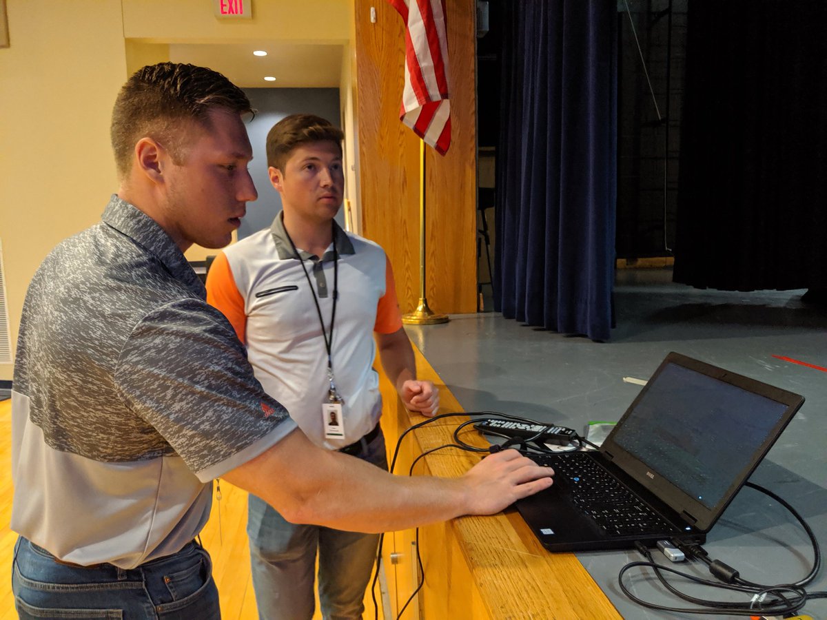 NPCinc_'s tweet photo. NPC summer engineering interns Jon &amp; Brian prep their presentation on volcanoes, derby cars &amp; film for students at the @CKBulldogs Summer #STEM Camp. https://t.co/hpNJaAPagp