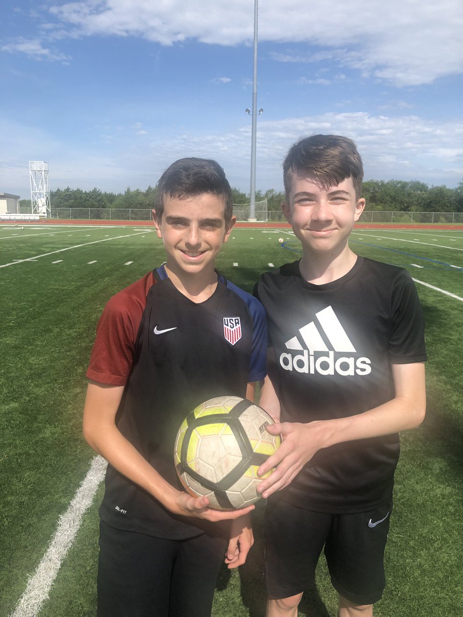 HeathBoysSoccer's tweet photo. A lot of smiles at Heath Soccer Camo today. We worked on proper heading technique and the instep drive!  Here are our header champions, Dylan and Braeden! @RISDAthletics @RHHSHawks #WinTheDay https://t.co/6OR5jq3uLf