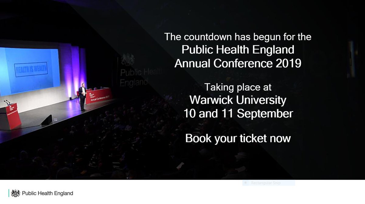 Our Annual Conference takes place <a href="/warwickuni/">University of Warwick</a> on 10-11 September. 

The 5 track programme will focus on the areas where we can collectively make the greatest improvements in health &amp; reduce health inequalities. 

Get your tickets here 👉 bit.ly/2HW9LfW

#PHEConf19 | <a href="/FPH/">Faculty of Public Health</a>