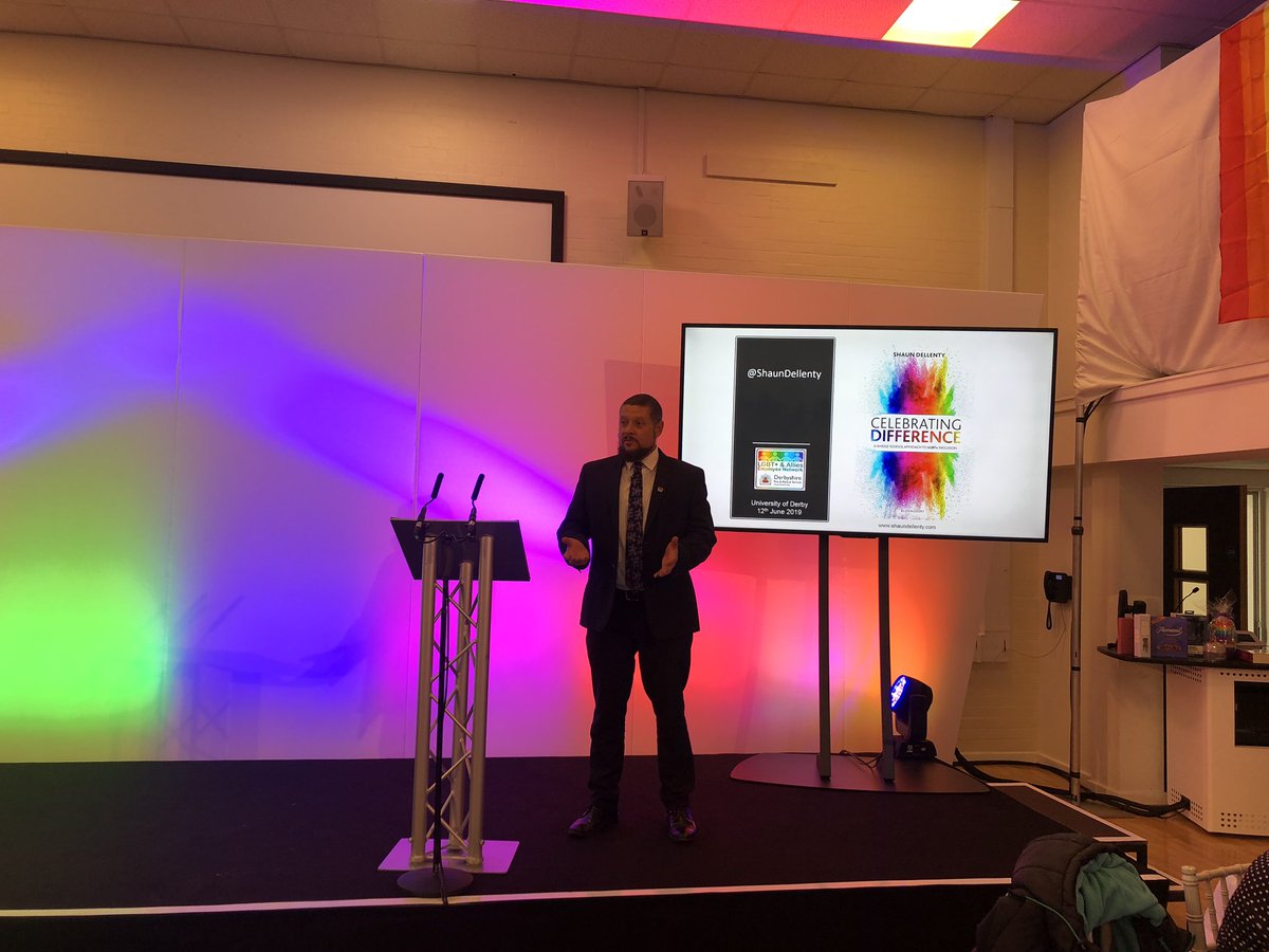 ShaunDellenty's tweet photo. Huge thanks to all who made me feel welcome at @DerbyUni for #LGBTReachingOut conference today. Tomorrow I take #CelebratingDifference to a London school & on Saturday to @HallamEdFest #pridemonth #ukedchat #edutwitter #sltchat https://t.co/kkzTb086JR
