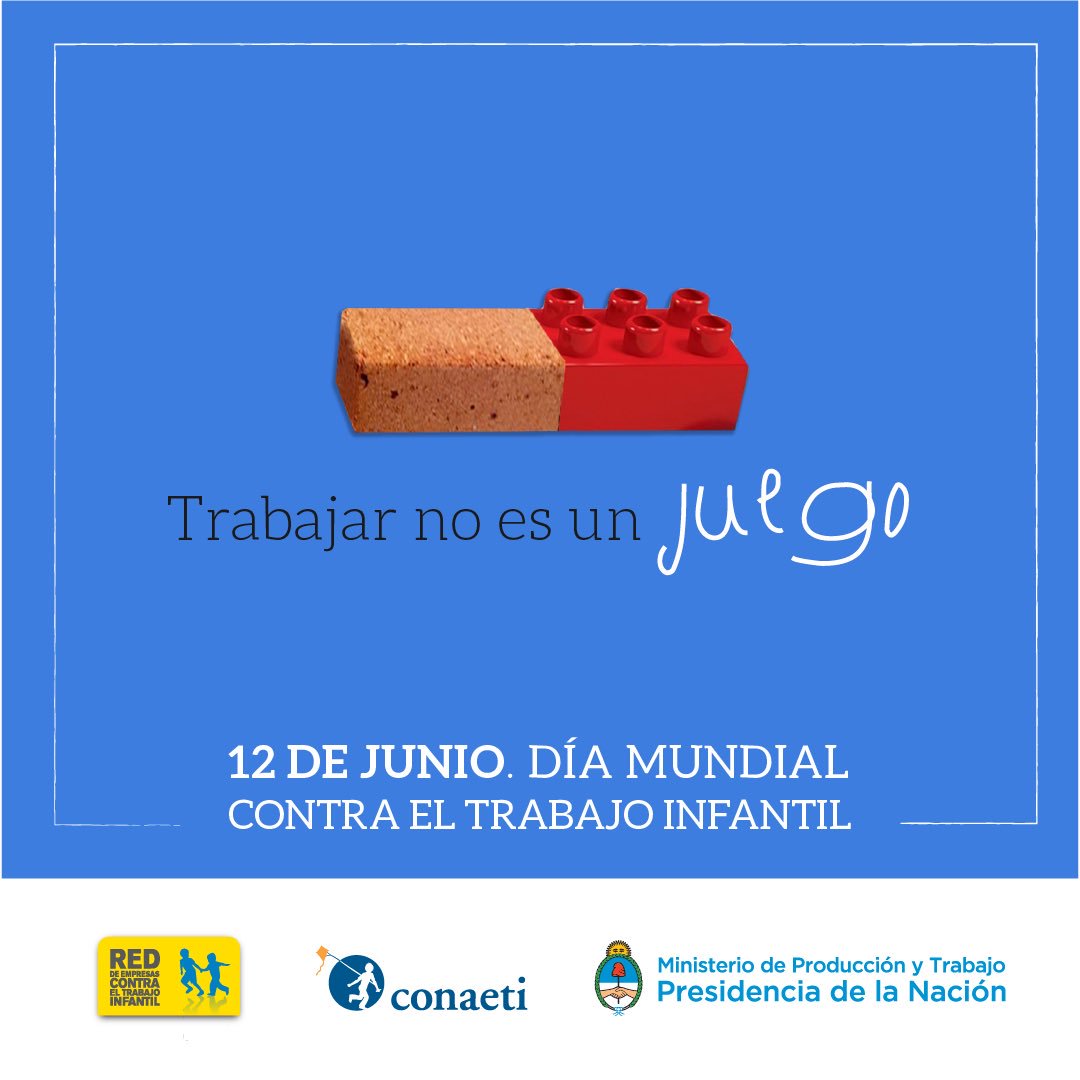 Hoy es el día de la lucha #ContraElTrabajoInfantil y participamos del acto organizado por @CONAETI.
Como miembros de la Red de Empresas contra el Trabajo Infantil decimos: Trabajar no es un Juego.