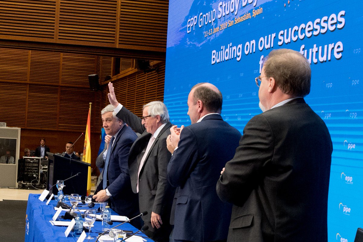 .<a href="/EU_Commission/">European Commission</a> President <a href="/JunckerEU/">Jean-Claude Juncker</a> received a standing ovation at the end of his speech in San Sebastián from our <a href="/EPPGroup/">EPP Group</a> MEPs. Thanking him for all his work in the past years and his commitment to a strong Europe.