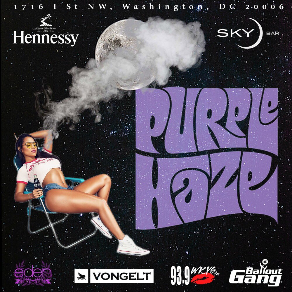 loaddedshots's tweet photo. Join me TONIGHT | PURPLE HAZE [at] Eden. #EdenWednesdays 4 Floors + Rooftop. Drink Specials + Hookah Open Bar. Audio by @939WKYS Get your vip Tickets now. Text PENTHOUSE to 555999 now for VIP Tickets. 
#EdenWednesdays 
#Vongelt #Dcnightlife #dmvevents #dmv https://t.co/LRmL6G73Cs