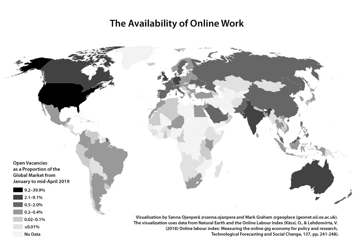 GeonetProject's tweet image. Check out our most recent blog post by our researcher @SannaOjanpera mapping out the global supply and demand for online labour over the first months of 2019 as tracked by the Online Labour Index of the @iLabourProject geonet.oii.ox.ac.uk/blog/mapping-t…