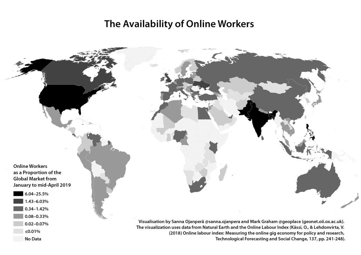 GeonetProject's tweet image. Check out our most recent blog post by our researcher @SannaOjanpera mapping out the global supply and demand for online labour over the first months of 2019 as tracked by the Online Labour Index of the @iLabourProject geonet.oii.ox.ac.uk/blog/mapping-t…