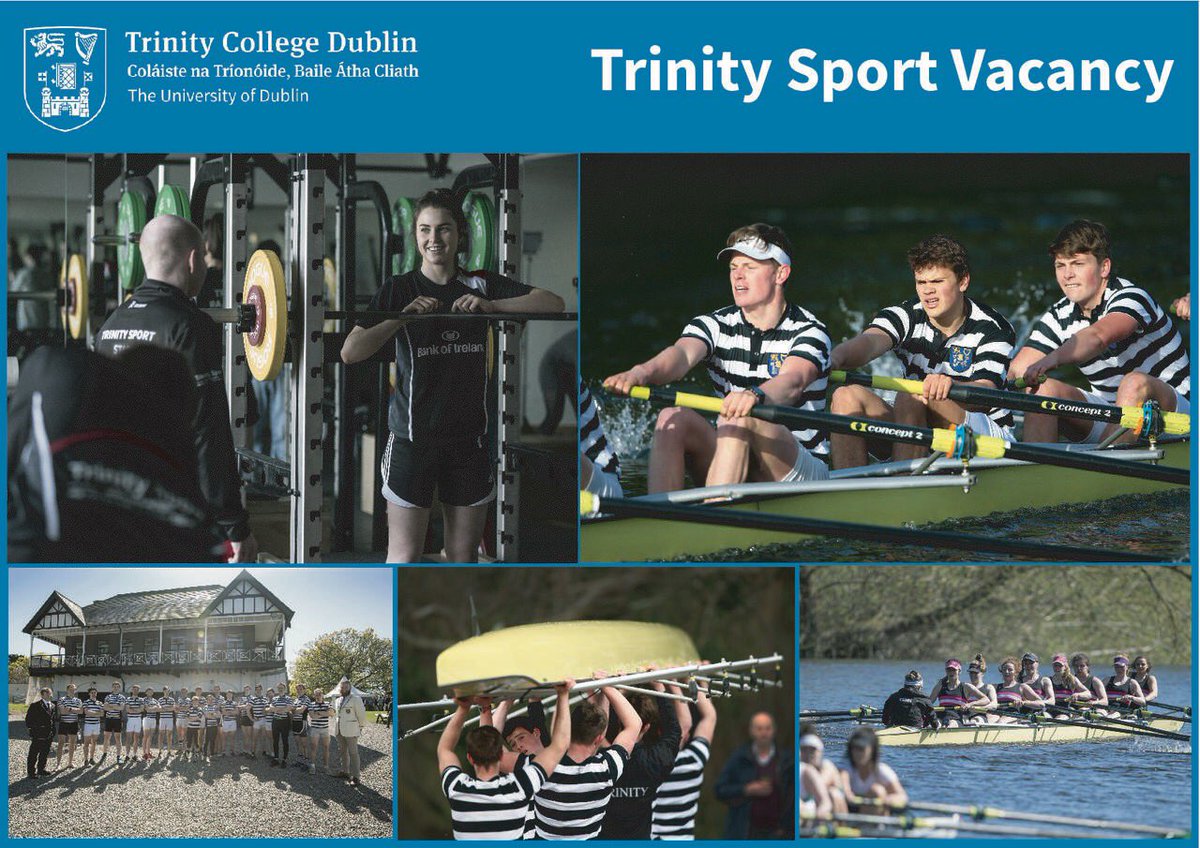 tcdsports's tweet photo. Job Vacancy - Opportunity to join our sports development unit in a performance based role working with #trinityrowing @DULBC1976 @duboatclub athletes and programmes. Deadline 1st July. Info & application process https://t.co/IbfZsDAvyb https://t.co/poCaJxJn23