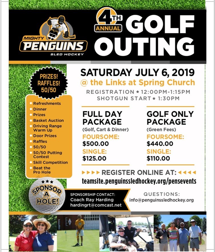 DanMcCoyFitness's tweet photo. 4th annual @MightyPenguins golf outing is quickly approaching! If you're looking to have a fun day golfing or just hanging out with your local #PGH #SledHockey team, please considering donating and coming to support our athletes! #AdaptPgh #HockeyIsForEveryone https://t.co/GEhjk6CPBa