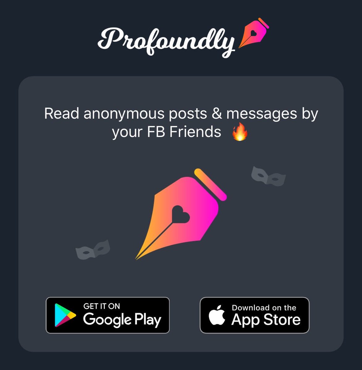 GrowRichNow's tweet photo. Read anonymous posts &amp; messages by your FB Friends 🔥

Search PROFOUNDLY on App-Stores 😇 https://t.co/WmMiQNH3RG