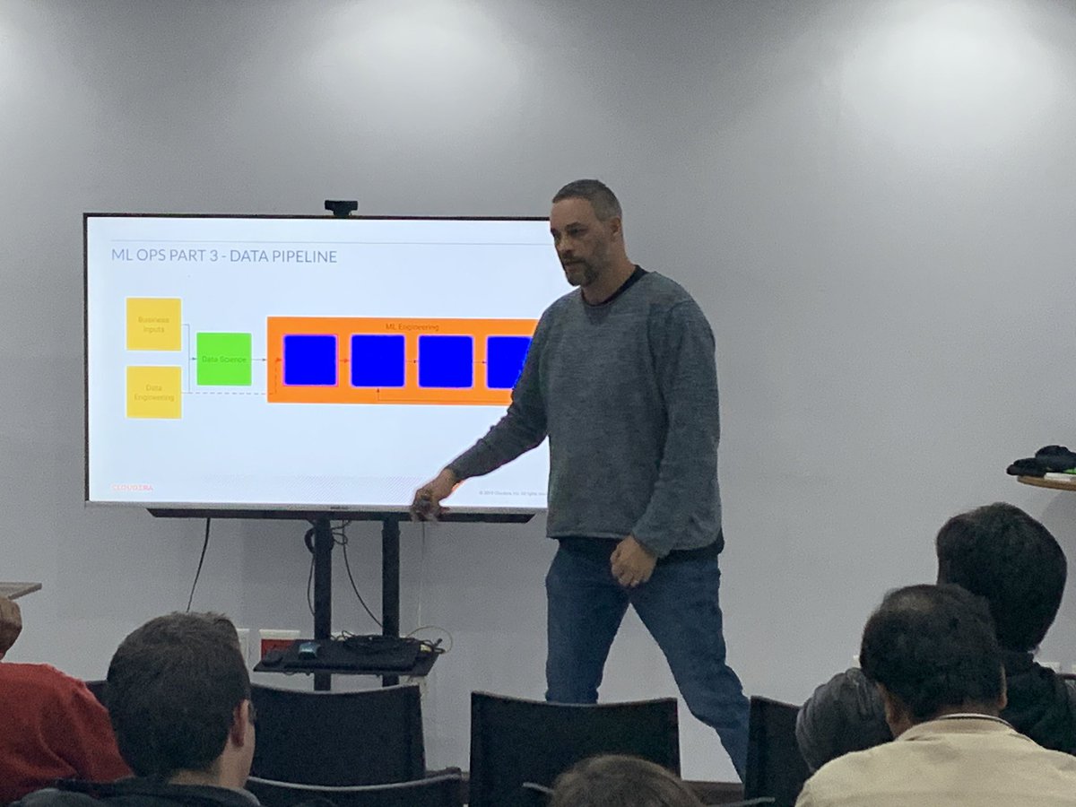 DeanSchaffer66's tweet photo. #futureofdata #jefffletcher #guytaylor #cloudera  Great talk on ML in a production environment! Thanks Jeff and Guy! https://t.co/zK6vx0qCEG